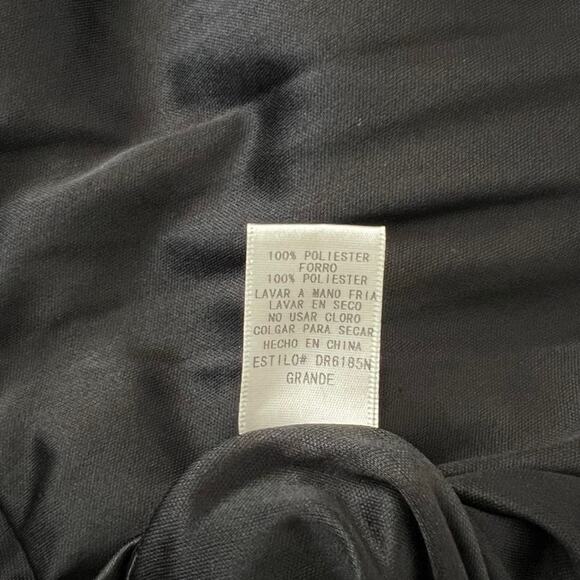 Everly | Black Mini Dress | Cami Spaghetti Strap | V Back | Gathered Waist Large - Picture 7 of 8